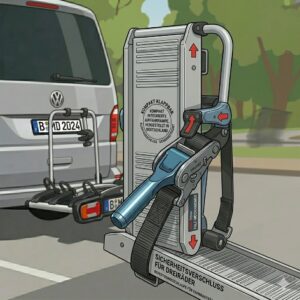 Der kompakte Klappmechanismus für den Fahrradträger mit Rampe für Menschen mit Behinderung