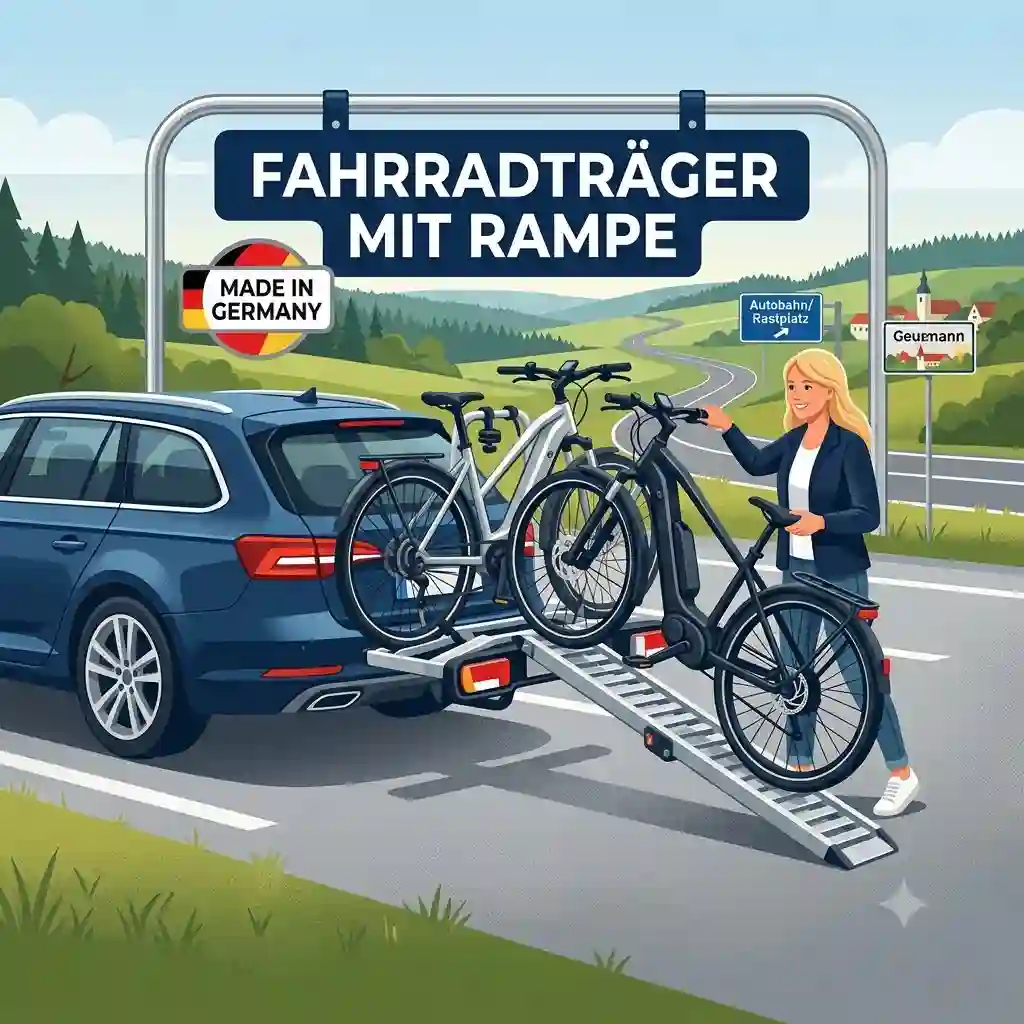 Fahrradträger mit Rampe Made in Germany for secure bike transport