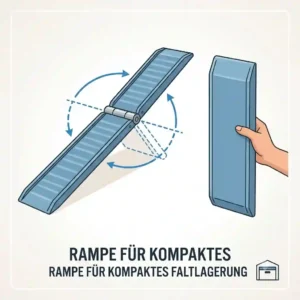Step-by-step illustration of folding the ramp for the Fahrradträger mit Rampe für Familien.