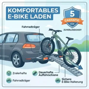 A person easily loads an e-bike using the integrated Fahrradträger mit Rampe Garantie.