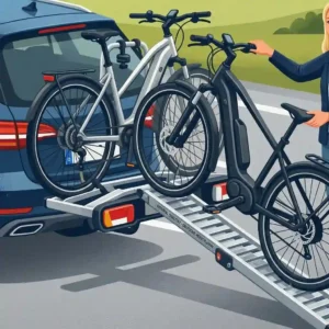 Using the Fahrradträger mit Rampe Made in Germany for easy loading
