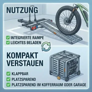 Storage space and trunk placement comparison for Fahrradträger mit Rampe vs ohne Rampe.