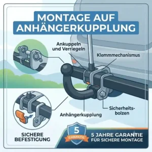 Step-by-step guide on installing the Fahrradträger mit Rampe Garantie to the trailer hitch.