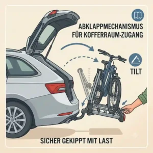 Using the tilt function of the Fahrradträger mit Rampe für Familien to access the trunk.