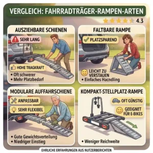 A visual comparison of different ramp types available for a fahrradträger mit rampe echte nutzerbewertungen.