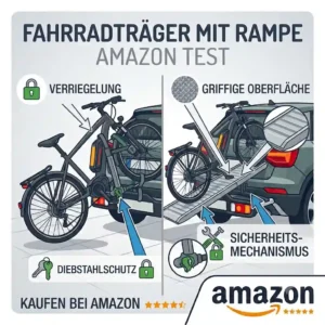 A detailed educational guide illustrating the correct way to roll an electric bike up the fahrradträger mit rampe Amazon loading ramp.